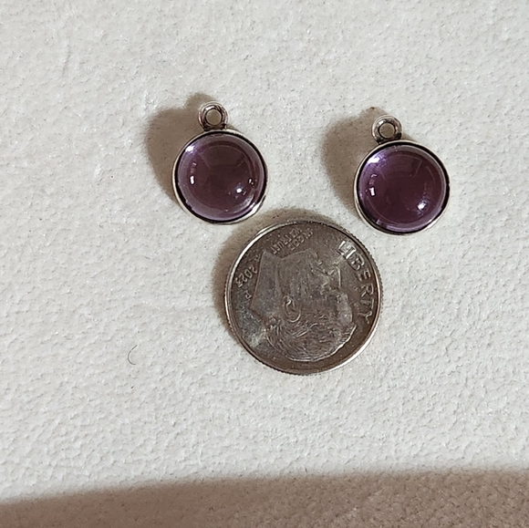 Pandora Compose Amethyst Disk Earring Charms - Picture 8 of 9